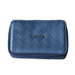 MISSONI Delta One Travel Bag Amenity Kit Blue Purse Toiletry Cosmetic Case